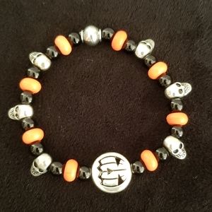 New! Halloween 7" Bracelet Pumpkin & Skulls